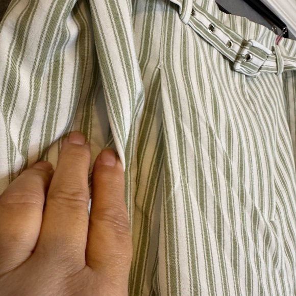 English Factory Green and Cream Striped Pants. Good Used Condition - Picture 2 of 6